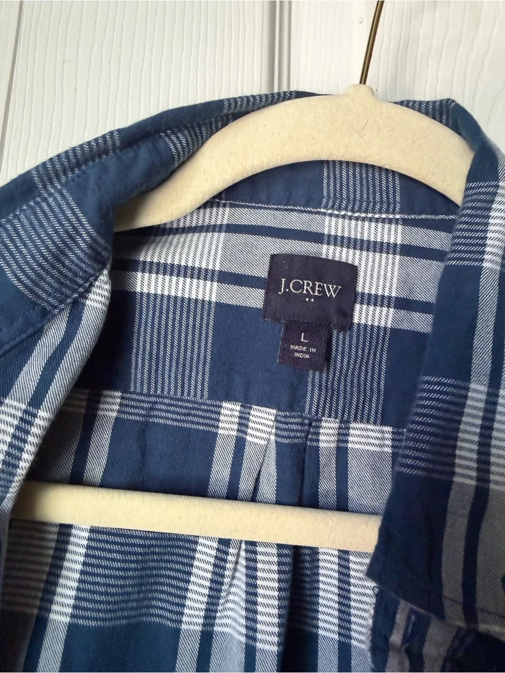 J. Crew Navy and White Plaid Button-Down Shirt